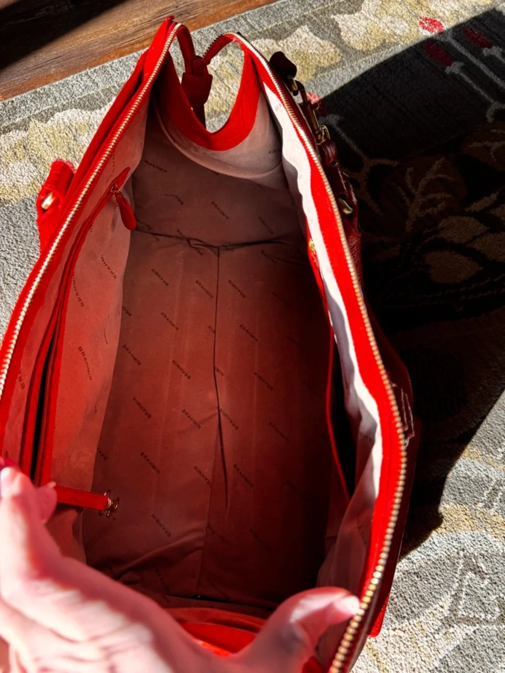 Brahmin Red Croc-Embossed Weekender - Picture 9 of 9